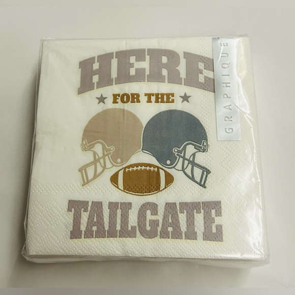 New 40 Football Paper Napkins "Here for the Tailgate" Helmuts Graphique - Picture 5 of 9